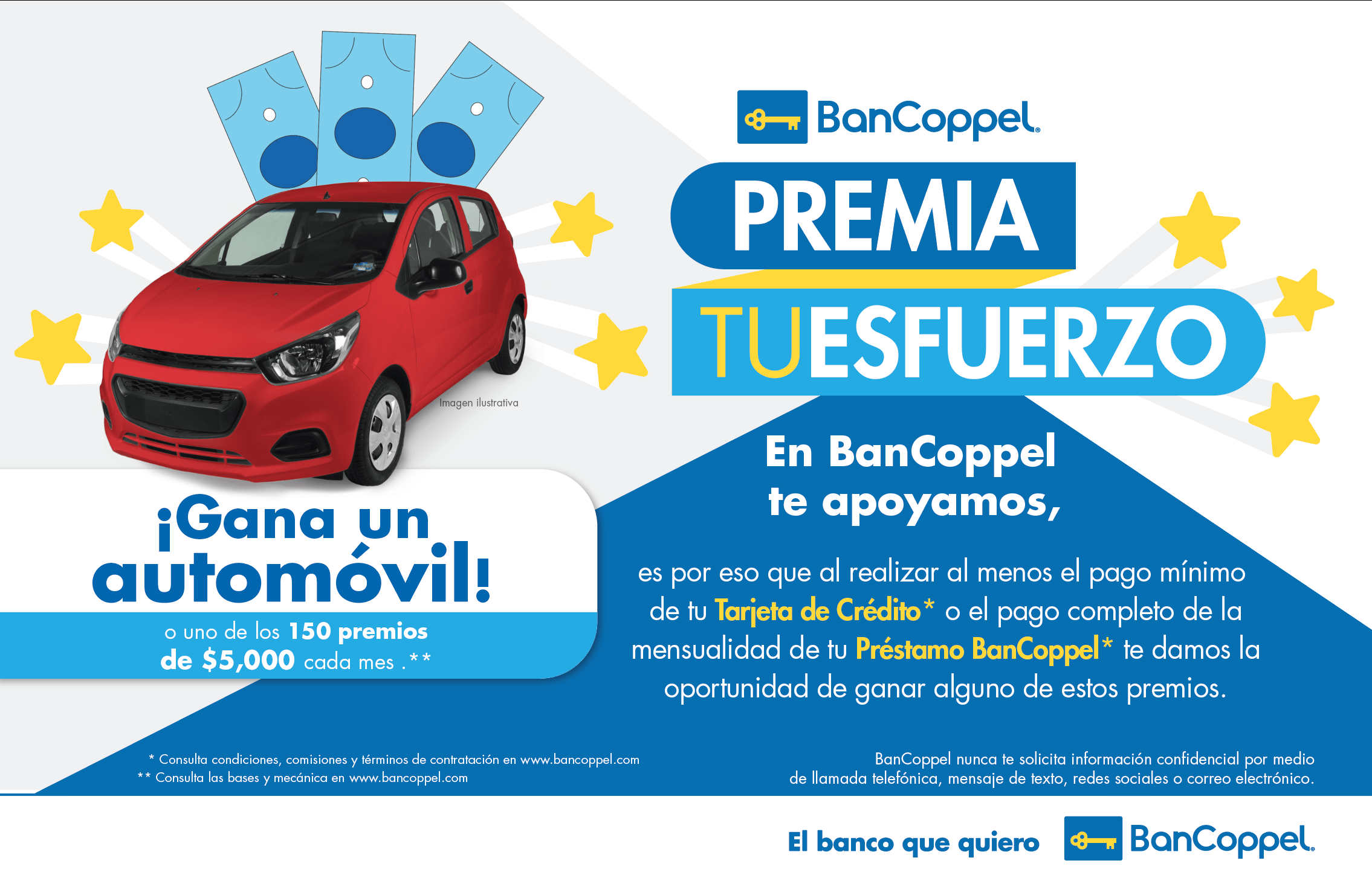 BanCoppel premia tu esfuerzo regala auto cinco mil pesos