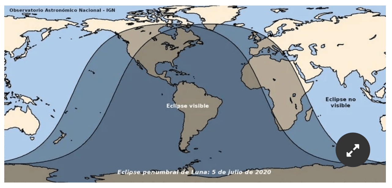Mapa de visibilidad del eclipse penumbral