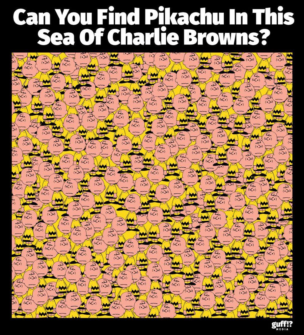 ¿Puedes encontrar a Pikachu escondido entre Charlie Brown en este reto visual?