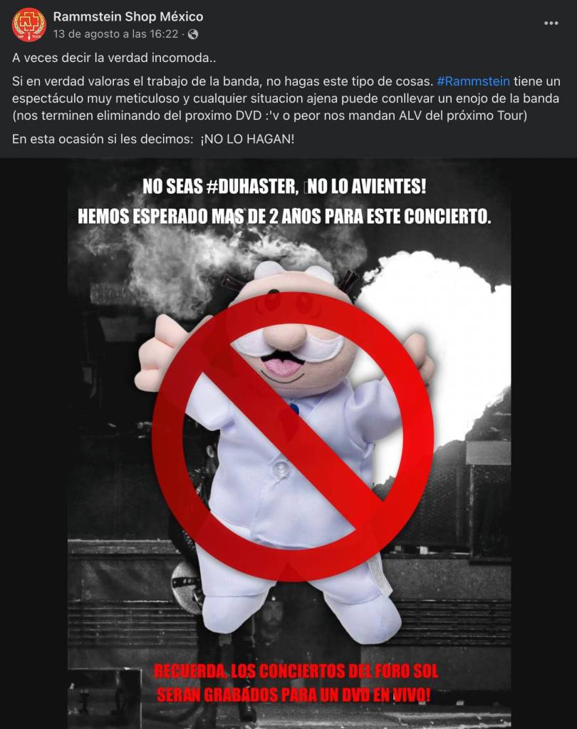 ¿Por? Lanzan campaña para no aventar peluches de Dr. Simi durante conciertos de Rammstein en México