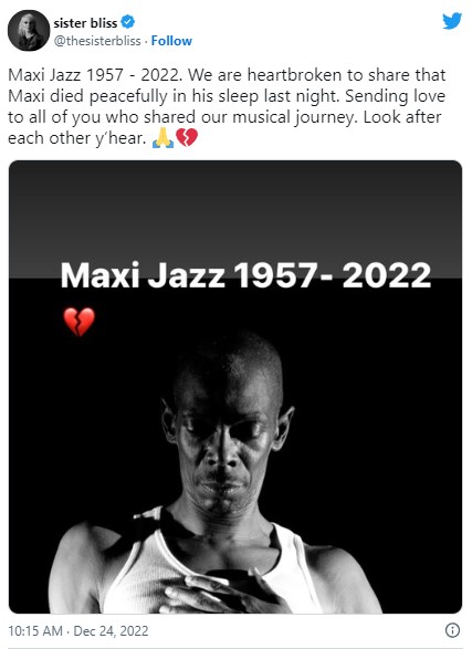 Murió Maxi Jazz, integrante de Faithless, a los 65 años