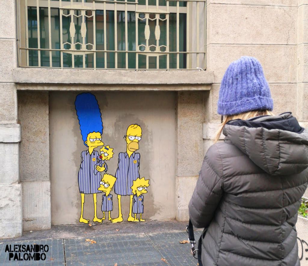 Los murales que muestran a Los Simpson como víctimas del Holocausto