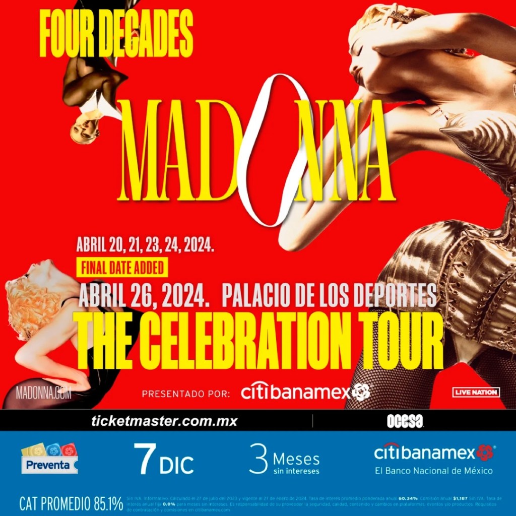 Flyer de los conciertos de Madonna en México 2024