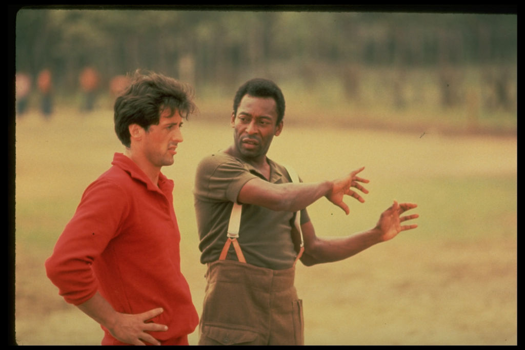 Pelé junto a Stallone en el rodaje de 'Escape a la victoria'