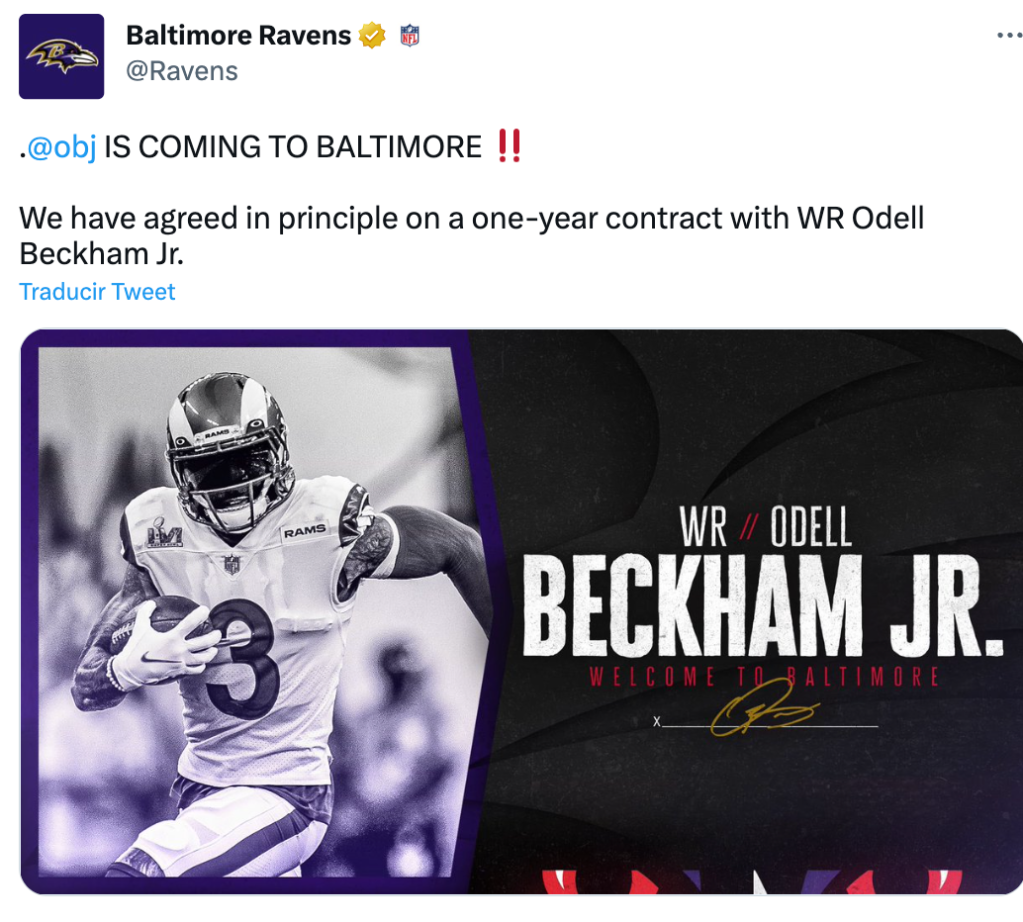 Los Ravens confirmaron el acuerdo 