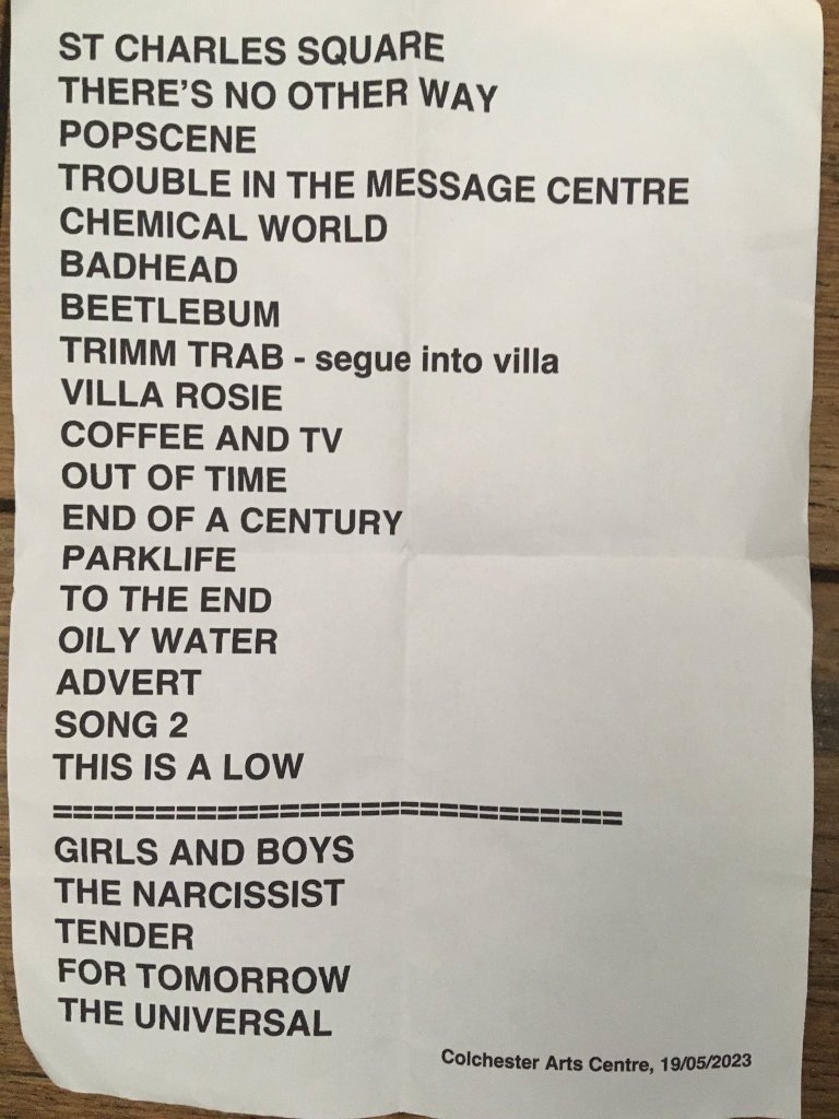 Setlist de Blur