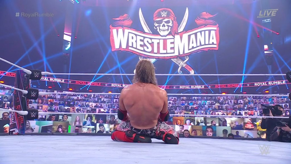 Edge cuando ganó el Royal Rumble de 2021