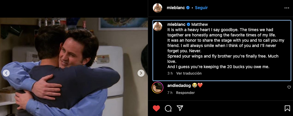 Matt LeBlanc mensaje a Matthew Perry