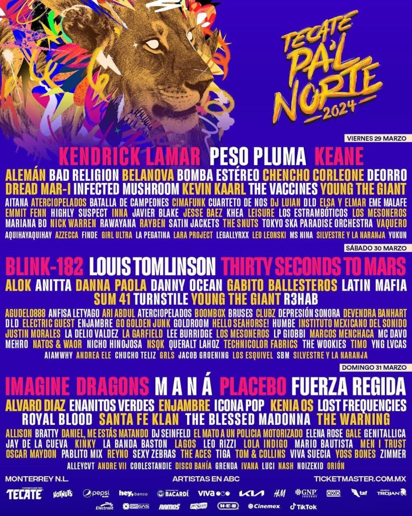 Kendrick Lamar, Peso Pluma, Belanova y más: Cartel, preventa y los detalles del Tecate Pal' Norte 2024