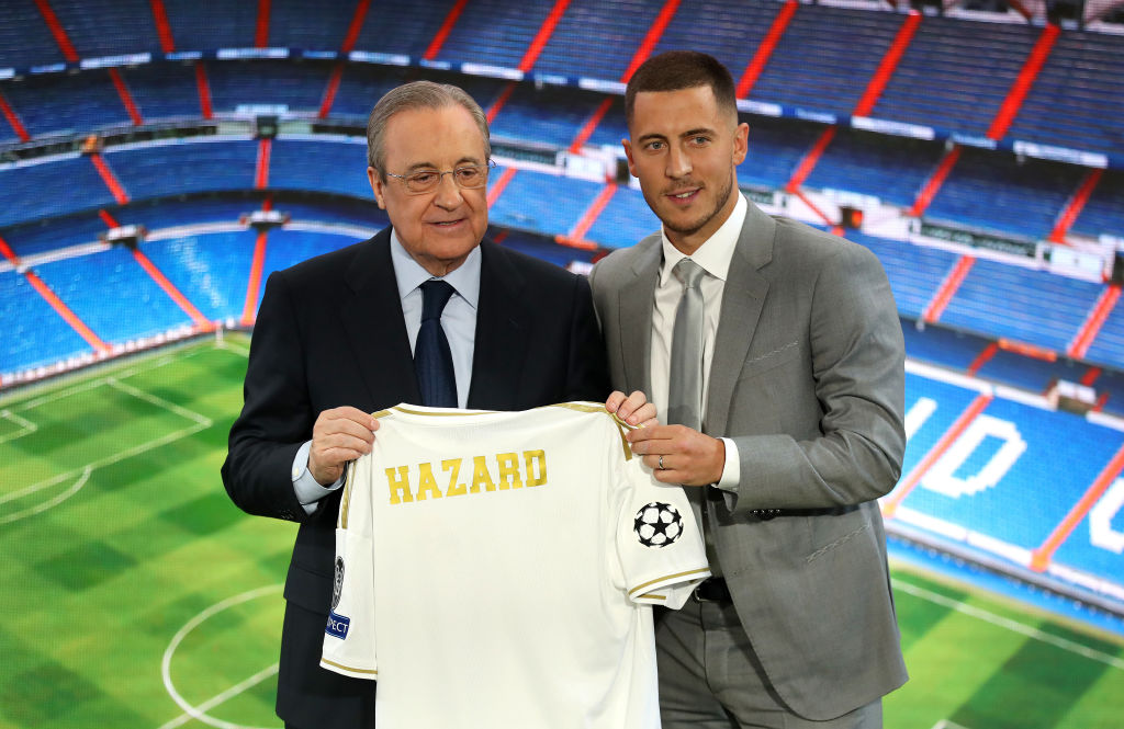 Eden Hazard en su presentación con el Real Madrid