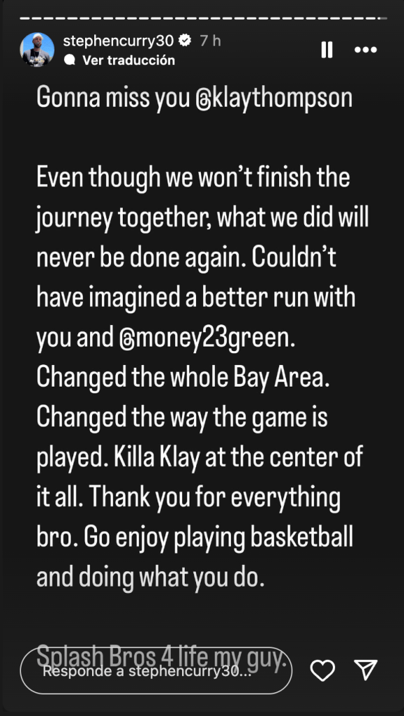 La carta de Steph Curry a Klay Thomspon