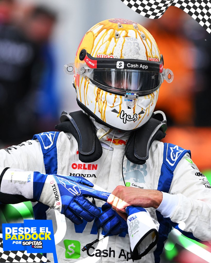 El casco de Ricciardo "bañado" en miel de maple